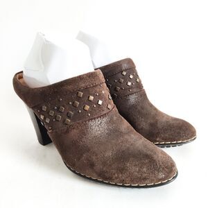 Sofft Studded Boho "Laurel" Suede Leather Clogs Mules 3.5" Block Heel‎ Size 8.5